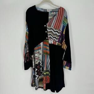 Parsley & Sage top womens 2x printed lagen look tunic modest artsy stretch work
